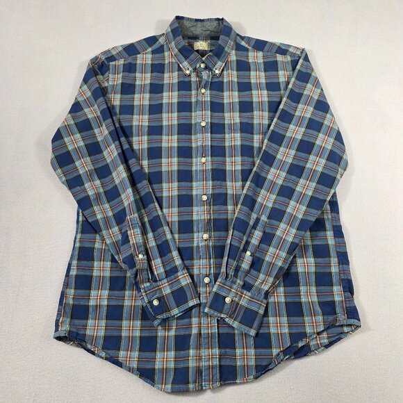 J Crew Shirt Mens L Blue Gray Check Button Down 2-Ply 100% Cotton - Picture 1 of 10